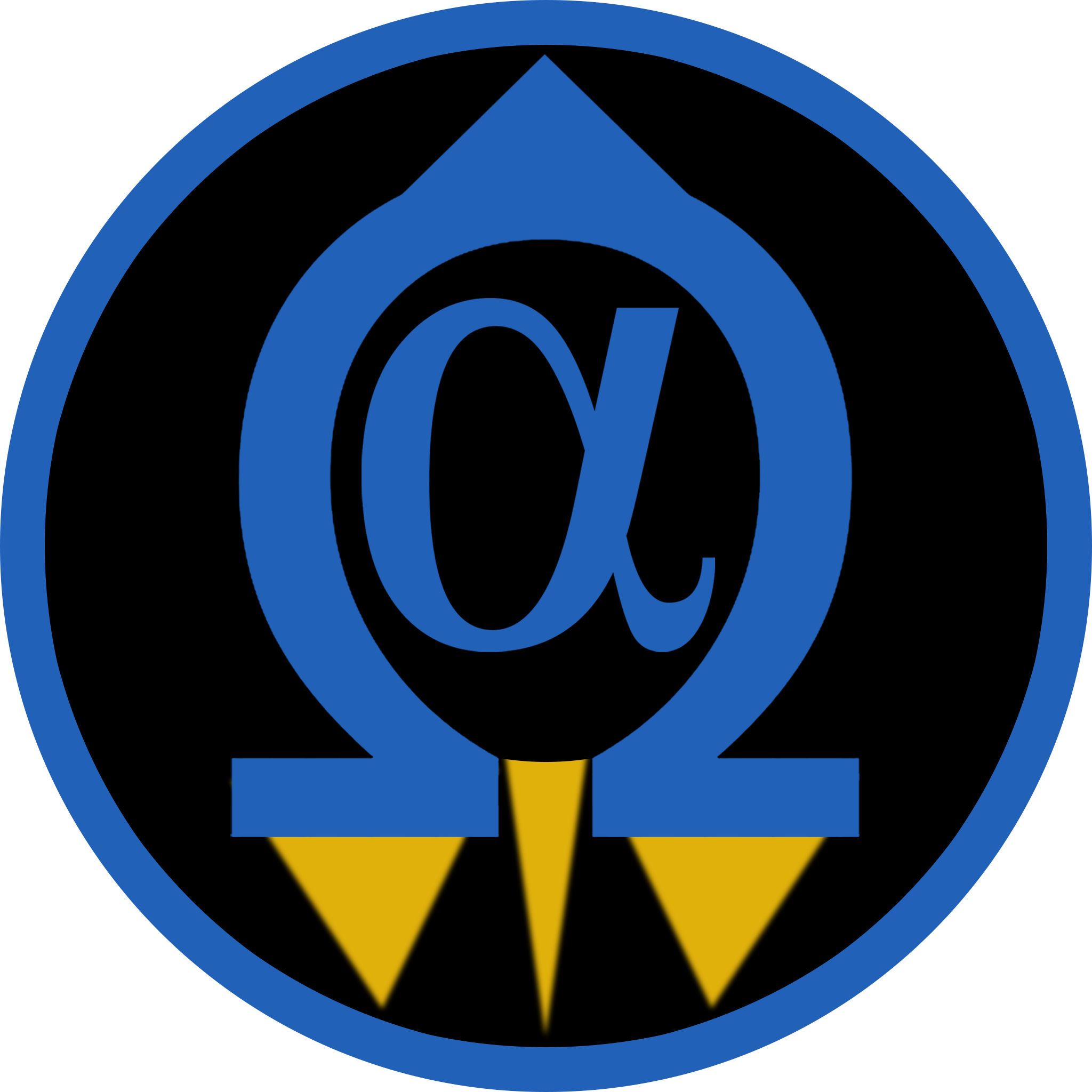 alpha Omega Lab logo with Greek letters alpha (α) and Omega (Ω) in a gradient blue and green circle, with an orange arrow symbol below.